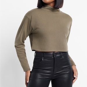 Mock Neck Sleeve Fleece Sweatshirt